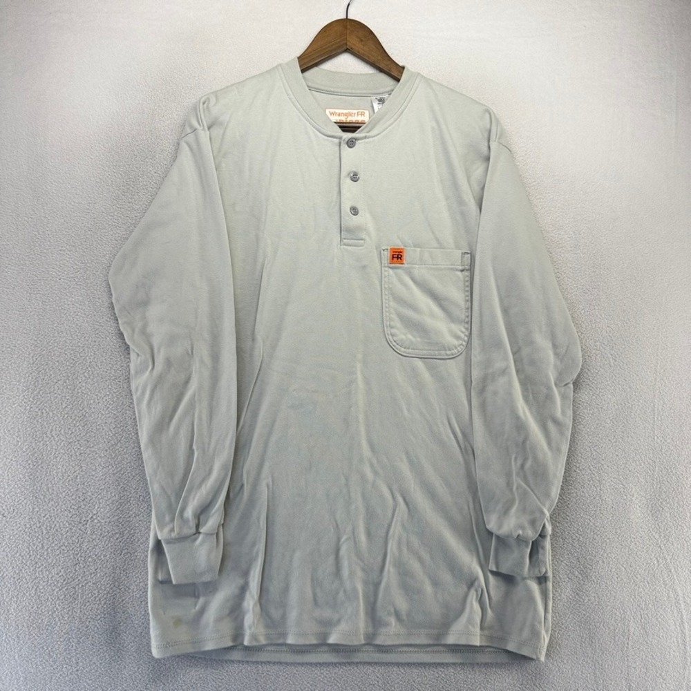 Wrangler Riggs Shirt Mens Medium Gray FR Flame Resistant Pocket Cotton Workwear